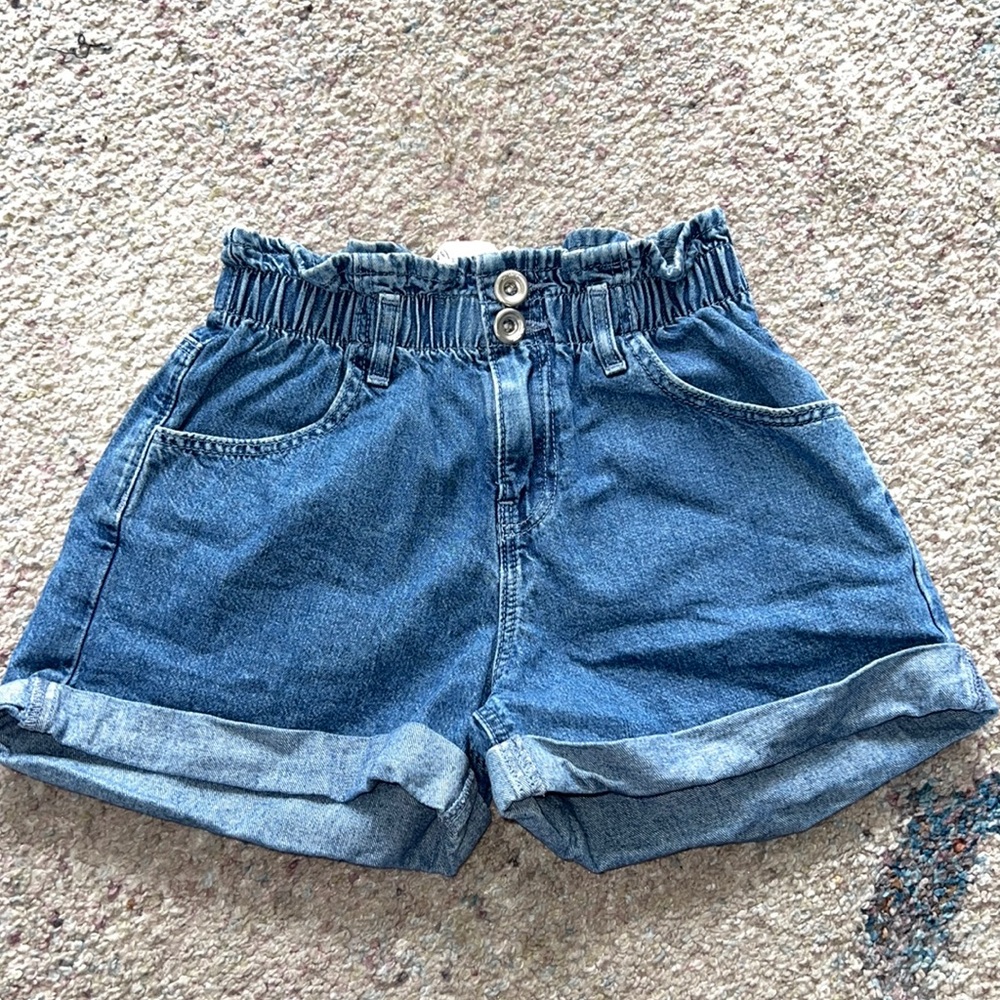 ZARA girls denim paper bag shorts